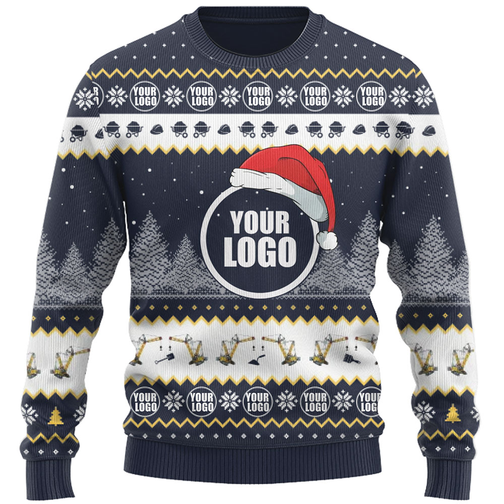 Construction Custom Company Logo Ugly Christmas Sweater 7